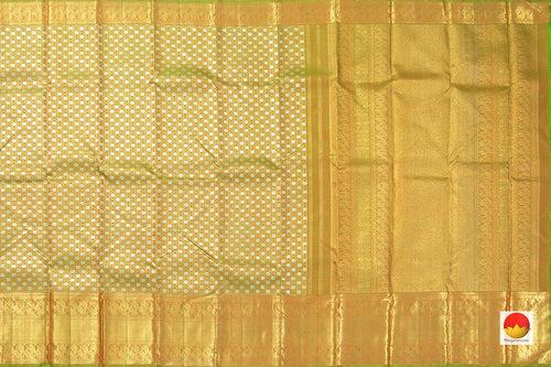 Green Kanchipuram Silk Saree With Silver Zari And Medium Border Handwoven Pure Silk For Wedding Wear PV NYC 1065