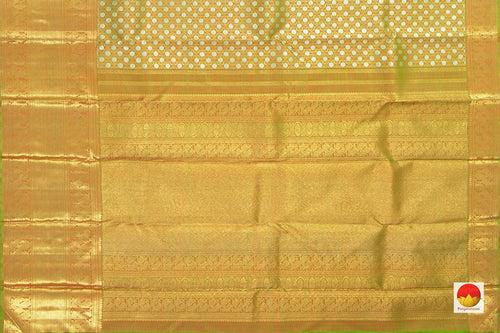 Green Kanchipuram Silk Saree With Silver Zari And Medium Border Handwoven Pure Silk For Wedding Wear PV NYC 1065