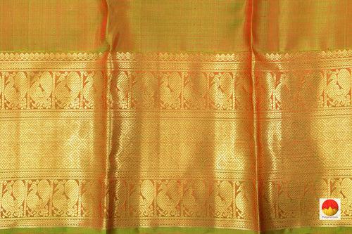 Green Kanchipuram Silk Saree With Silver Zari And Medium Border Handwoven Pure Silk For Wedding Wear PV NYC 1065