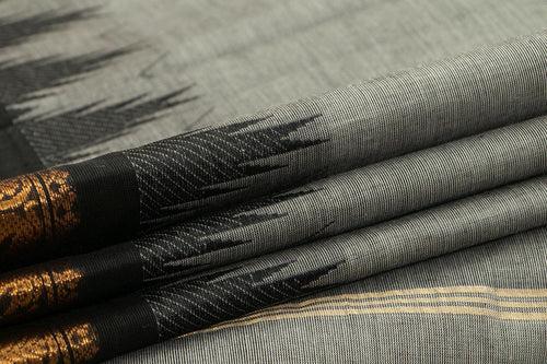 Grey And Black Kanchi Cotton Saree With Temple Border For Office Wear PV NYC KC 1074