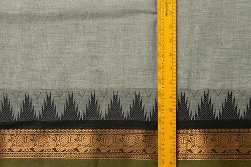 Grey And Black Kanchi Cotton Saree With Temple Border For Office Wear PV NYC KC 1074