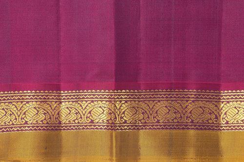 Grey And Magenta Kanchipuram Silk Saree With Short Border Handwoven Pure Silk For Festive Wear PV J 433