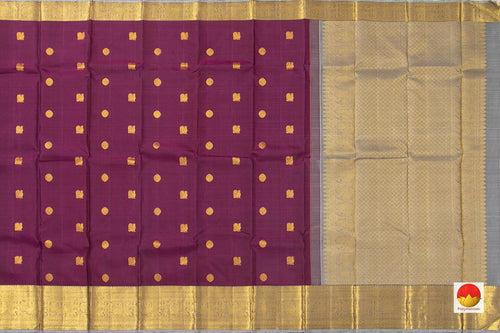 Magenta And Grey Kanchipuram Silk Saree With Medium Border Handwoven Pure Silk For Wedding Wear PV NYC 1038