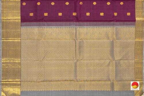 Magenta And Grey Kanchipuram Silk Saree With Medium Border Handwoven Pure Silk For Wedding Wear PV NYC 1038