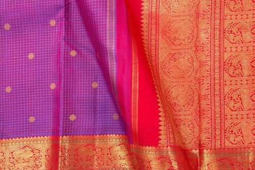 Magenta And Red Kanchipuram Silk Saree With Small Border Handwoven Pure Silk For Wedding Wear PV NYC 1097