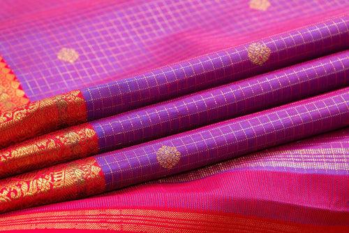 Magenta And Red Kanchipuram Silk Saree With Small Border Handwoven Pure Silk For Wedding Wear PV NYC 1097