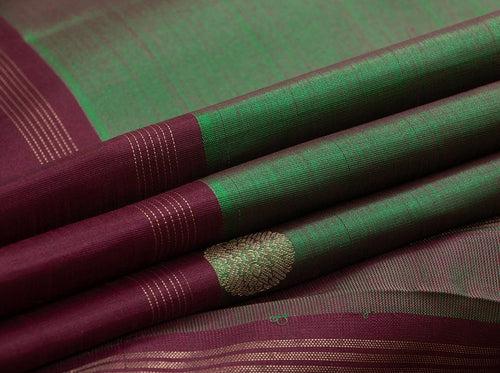 Manthulir Green And Maroon Kanchipuram Silk Saree With Small Border Handwoven Pure Silk For Festive Wear PV NYC 1059