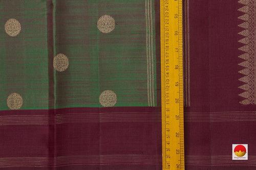 Manthulir Green And Maroon Kanchipuram Silk Saree With Small Border Handwoven Pure Silk For Festive Wear PV NYC 1059