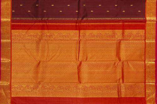 Maroon And Red Kanchipuram Silk Saree With Medium Border Handwoven Pure Silk For Festive Wear PV J 412