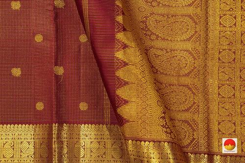 Maroon Kanchipuram Silk Saree With Medium Border Handwoven Pure Silk For Wedding Wear PV NYC 991