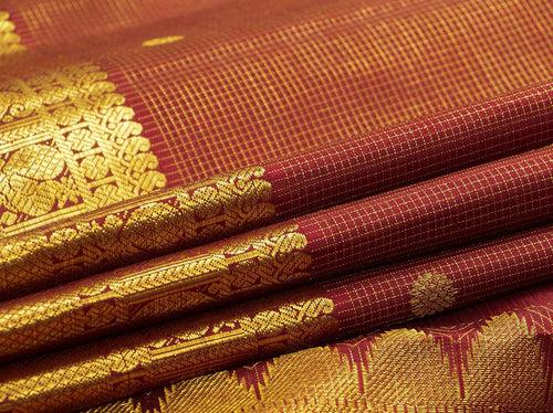 Maroon Kanchipuram Silk Saree With Medium Border Handwoven Pure Silk For Wedding Wear PV NYC 991