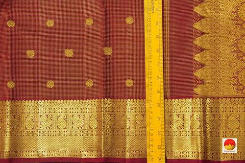 Maroon Kanchipuram Silk Saree With Medium Border Handwoven Pure Silk For Wedding Wear PV NYC 991