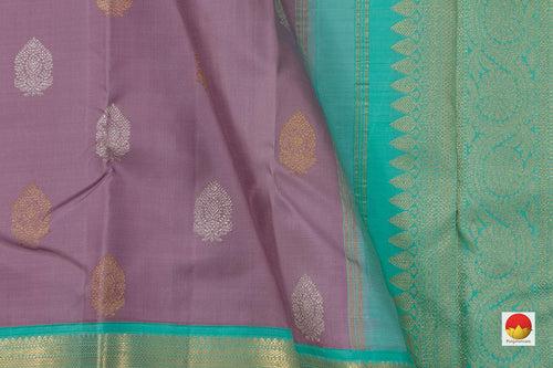 Mauve And Sea Green Kanchipuram Silk Saree With Medium Border Handwoven Pure Silk For Wedding Wear PV NYC 1045