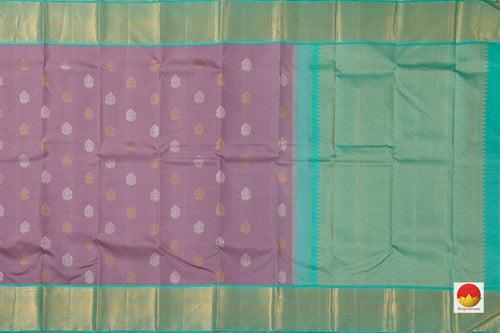 Mauve And Sea Green Kanchipuram Silk Saree With Medium Border Handwoven Pure Silk For Wedding Wear PV NYC 1045