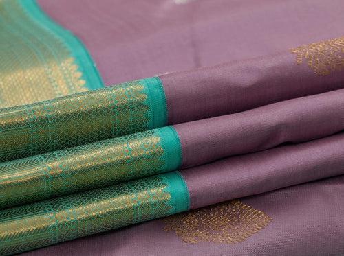 Mauve And Sea Green Kanchipuram Silk Saree With Medium Border Handwoven Pure Silk For Wedding Wear PV NYC 1045