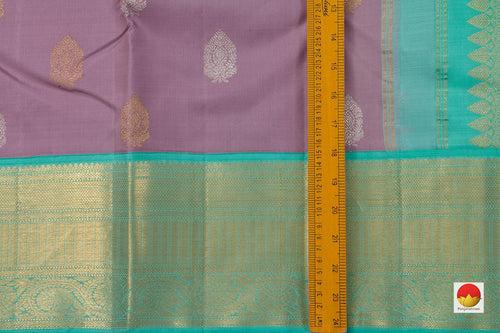 Mauve And Sea Green Kanchipuram Silk Saree With Medium Border Handwoven Pure Silk For Wedding Wear PV NYC 1045