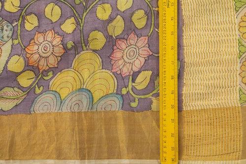 Mauve Kalamkari Tussar Silk Saree Handpainted Floral And Dancing Girl Patterns Organic Vegetable Dyes PT K VSR 107