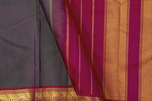 Mayilkazhuthu Green And Maroon Kanchipuram Silk Saree With Short Border Handwoven Pure Silk For Festive Wear PV J 353