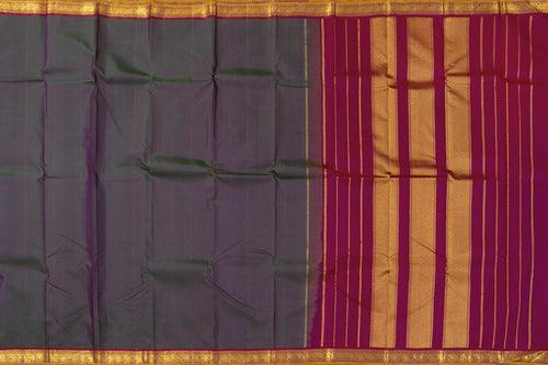 Mayilkazhuthu Green And Maroon Kanchipuram Silk Saree With Short Border Handwoven Pure Silk For Festive Wear PV J 353