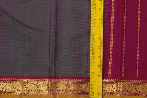 Mayilkazhuthu Green And Maroon Kanchipuram Silk Saree With Short Border Handwoven Pure Silk For Festive Wear PV J 353