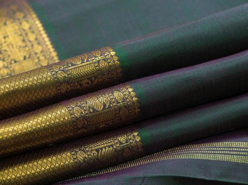 Mayilkazhuthu Green Kanchipuram Silk Saree With Medium Border Handwoven Pure Silk For Wedding Wear PV NYC 1094