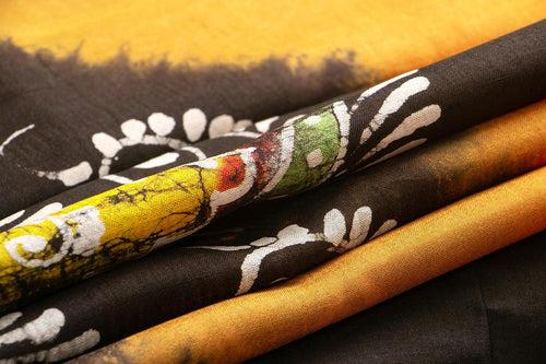 Mustard And Black Handwoven Pure Silk For Office Wear PB 317