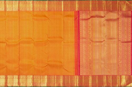 Mustard and red Kanchipuram Silk Saree With Small Border Handwoven Pure Silk For Wedding Wear PV NYC 1090