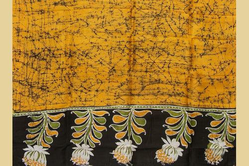 Mustard Lightweight Batik Silk Saree Handwoven Pure Silk For Office Wear PB 319