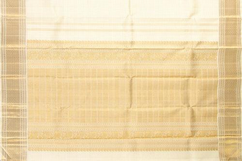 Off White Kanchipuram Silk Saree With Small Border Handwoven Pure Silk For Festive Wear PV NYC 1066