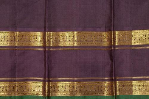 Off White With Brown Kanchipuram Silk Saree With Medium Border Handwoven Pure Silk For Wedding Wear PV NYC 1072