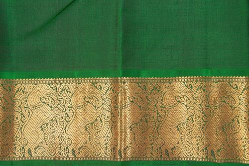 Orange And Green Kanchipuram Silk Saree With Medium Border Handwoven Pure Silk For Wedding Wear PV NYC 990