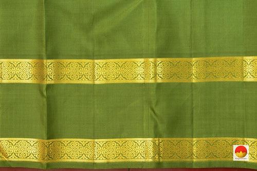 Orange And Green Kanchipuram Silk Saree With Medium Rettai Pettu Border Handwoven Pure Silk For Wedding Wear PV NYC 1021