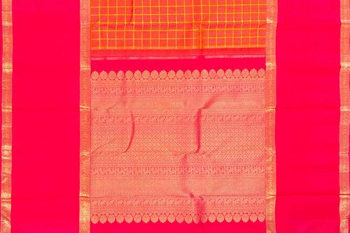 Orange And Pink Kanchipuram Silk Saree With Medium Border Handwoven Pure Silk For Wedding Wear PV NYC 1055