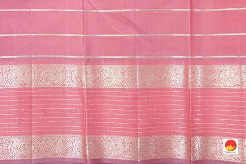 Orange And Pink  Kanchipuram Silk Saree With Silver Zari Stripes And Medium Border Handwoven Pure Silk For Party Wear PV NYC 1005