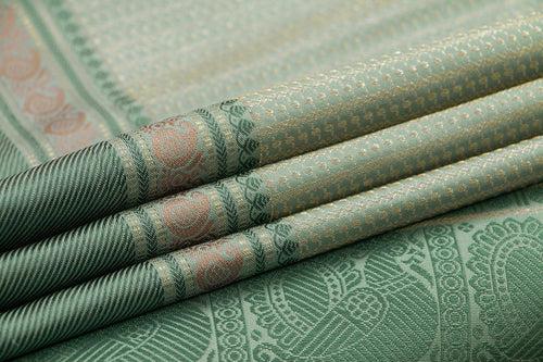 Pastel Green Kanchipuram Silk Saree With Small Border Handwoven Pure Silk For Wedding Wear PV NYC 1071