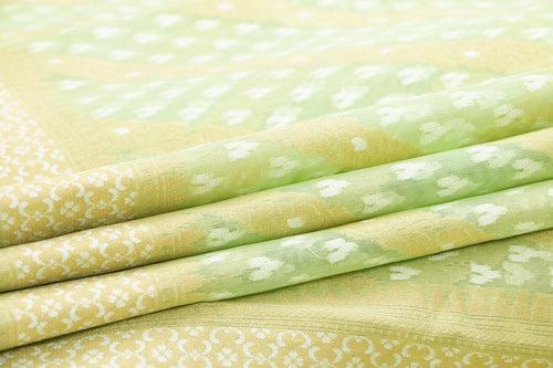 Pastel Green Light Weight Banarasi Silk Cotton Saree For Party Wear PSC NYC 1106