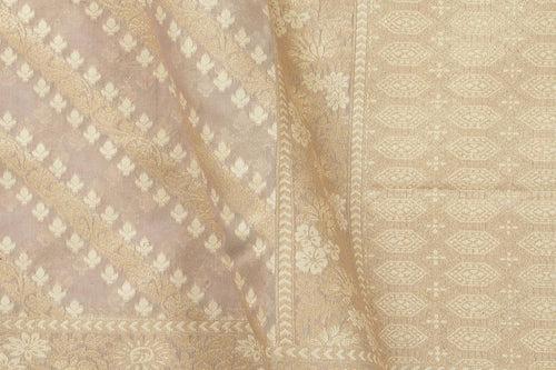 Pastel Grey Banarasi Silk Cotton Saree Handwoven For Party Wear PSC NYC 1101