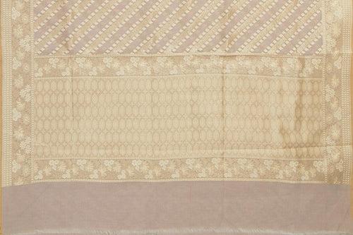 Pastel Grey Banarasi Silk Cotton Saree Handwoven For Party Wear PSC NYC 1101