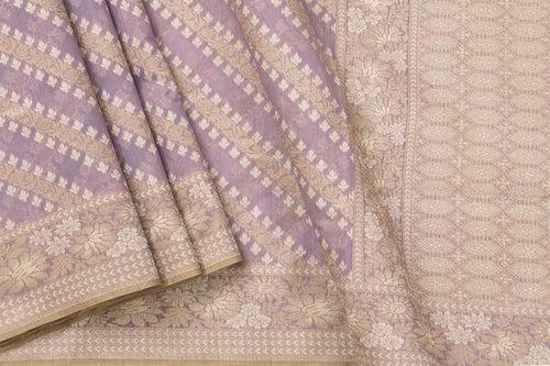 Pastel Lavender Banarasi Silk Cotton Saree For Party Wear PSC NYC 1117