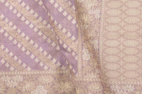 Pastel Lavender Banarasi Silk Cotton Saree For Party Wear PSC NYC 1117