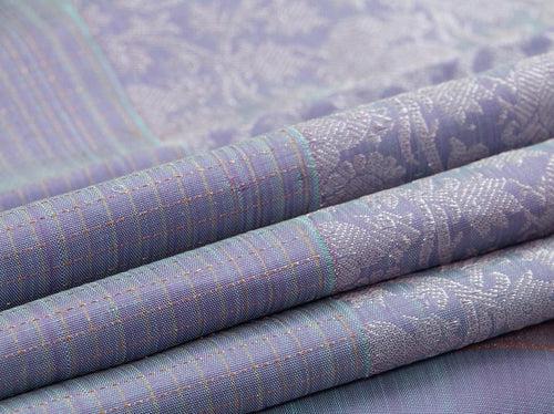 Pastel Lavender Kanchipuram Vanasingaram Silk Saree With Long Border Handwoven Pure Silk For Wedding Wear PV NYC 1029