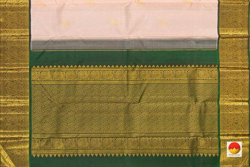 Pastel Peach And green  Kanchipuram Silk Saree With Medium Border Handwoven Pure Silk For Wedding Wear PV NYC 1054