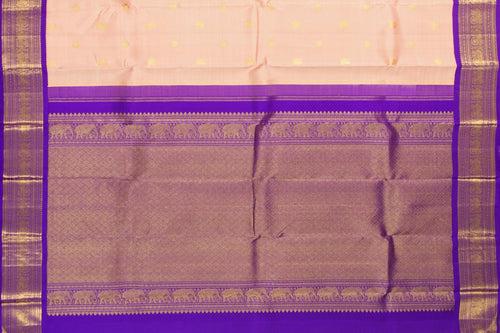 Pastel Peach And Violet Kanchipuram Silk Saree With Medium Border Handwoven Pure Silk For Wedding Wear PV NYC 1100