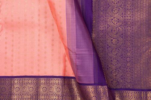 Pastel Pink And Violet Kanchipuram Silk Saree With Medium Border Handwoven Pure Silk For Wedding Wear PV NYC 1046