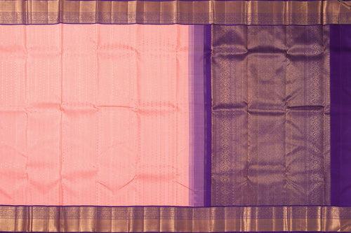 Pastel Pink And Violet Kanchipuram Silk Saree With Medium Border Handwoven Pure Silk For Wedding Wear PV NYC 1046