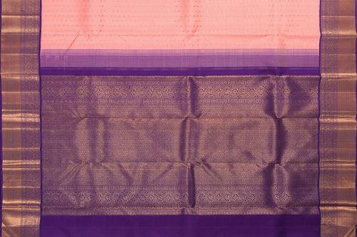 Pastel Pink And Violet Kanchipuram Silk Saree With Medium Border Handwoven Pure Silk For Wedding Wear PV NYC 1046