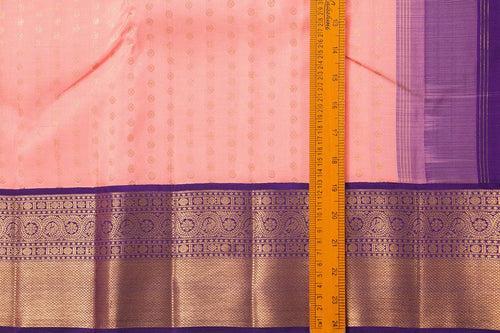 Pastel Pink And Violet Kanchipuram Silk Saree With Medium Border Handwoven Pure Silk For Wedding Wear PV NYC 1046