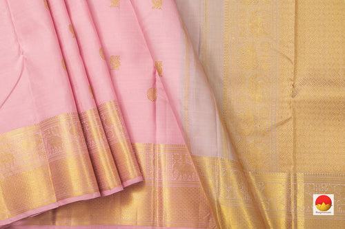 Pastel Pink Kanchipuram Silk Saree With Medium Border Handwoven Pure Silk For Wedding Wear PV NYC 1017