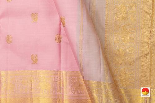 Pastel Pink Kanchipuram Silk Saree With Medium Border Handwoven Pure Silk For Wedding Wear PV NYC 1017