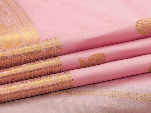 Pastel Pink Kanchipuram Silk Saree With Medium Border Handwoven Pure Silk For Wedding Wear PV NYC 1017